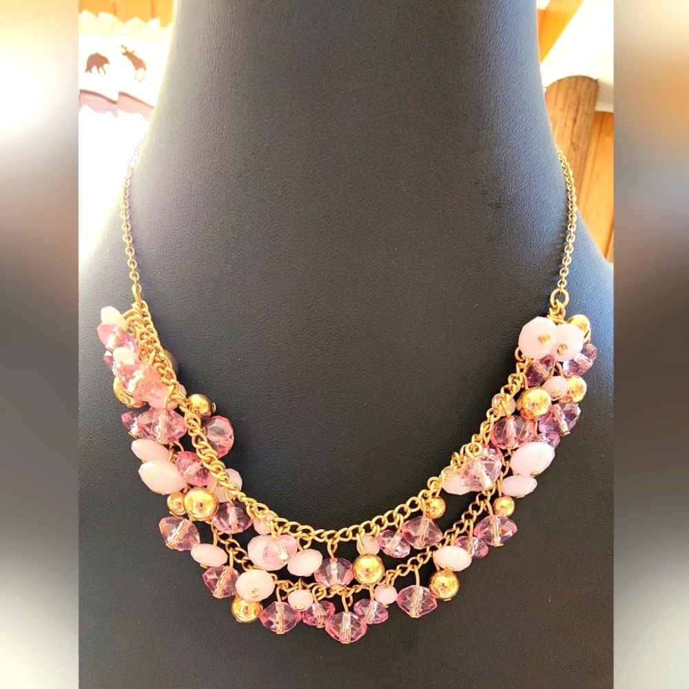 Avon Orchid Blue Cluster Statement Necklace NWT NIB